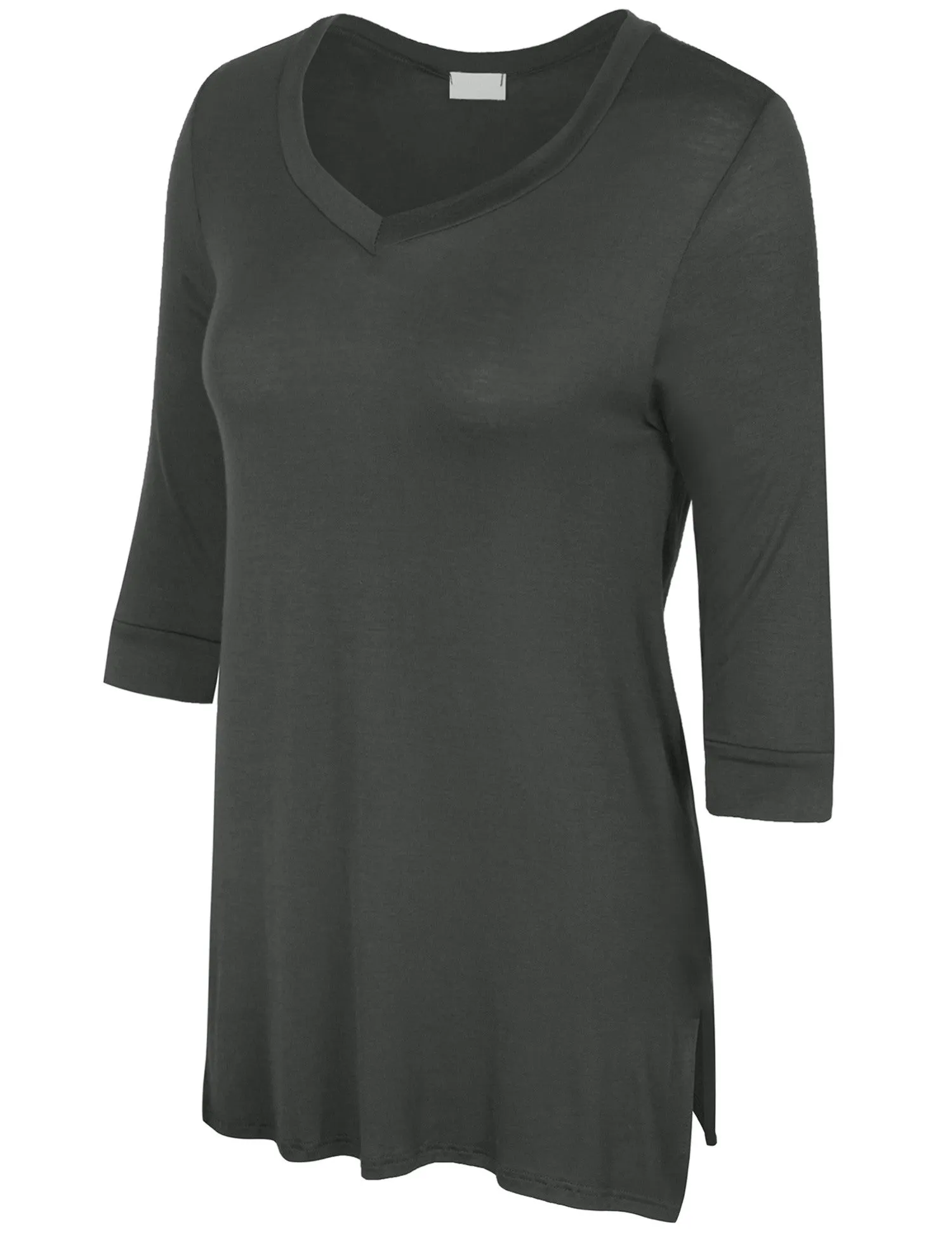 3/4 Sleeve V Neck Comfortable Fit Tunic Top
