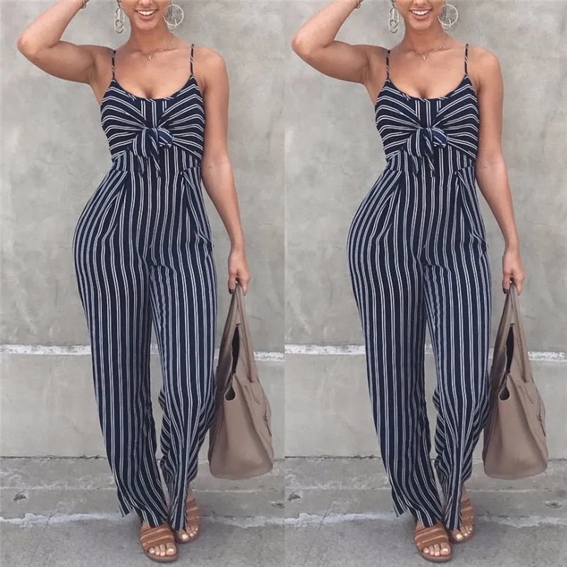 Athena Backless Stripe Jumpsuit