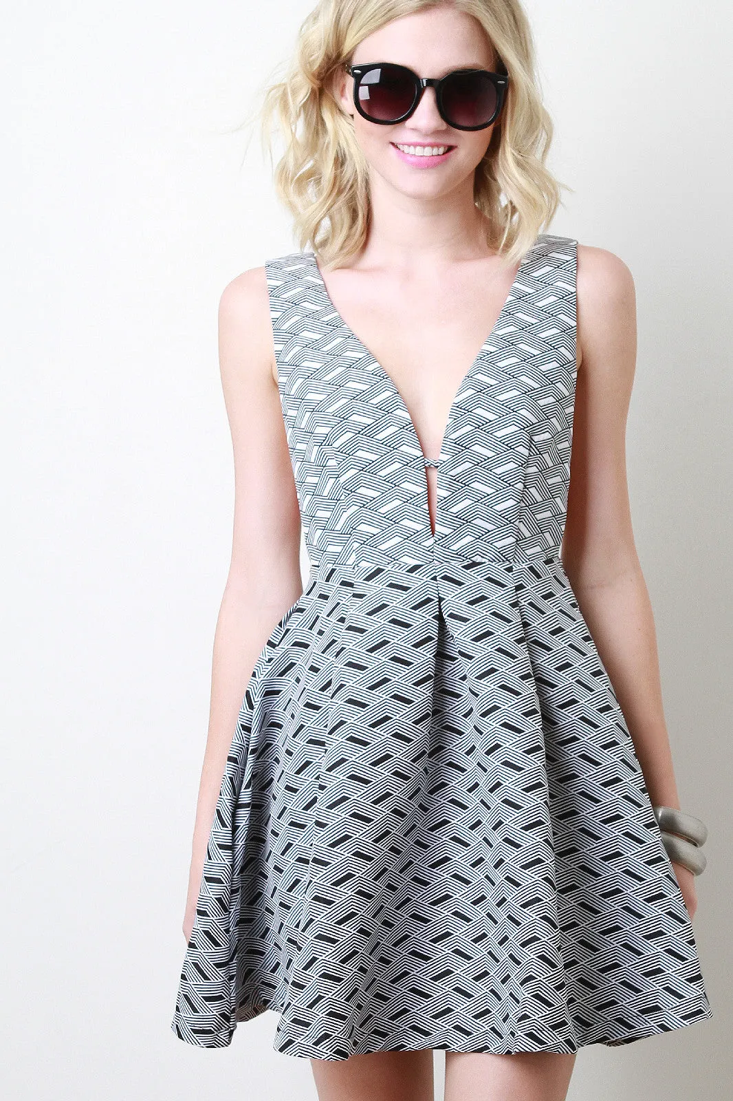 Geo Pattern Skater Dress