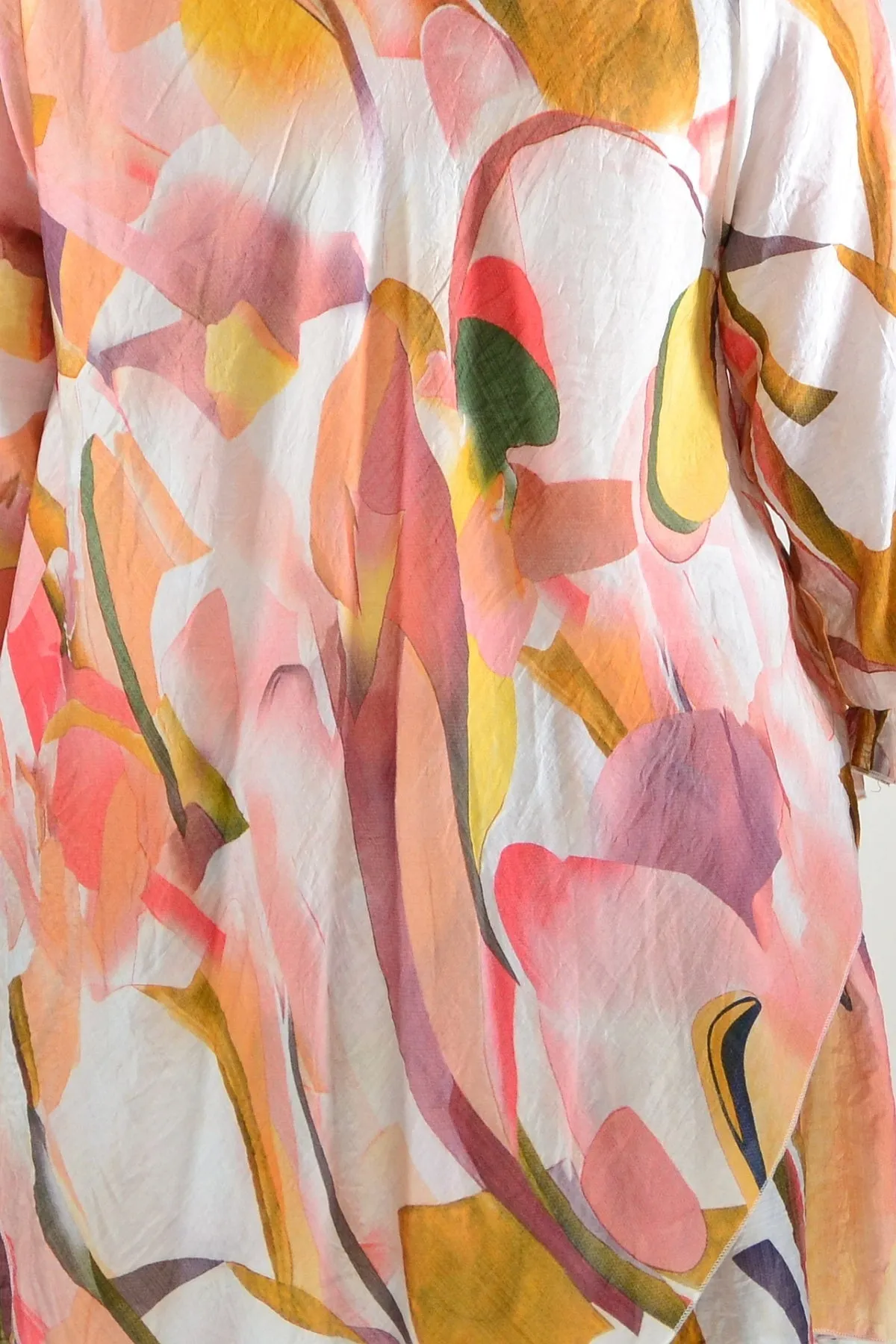 Handkerchief Hem Pink Crinkle Tunic Top