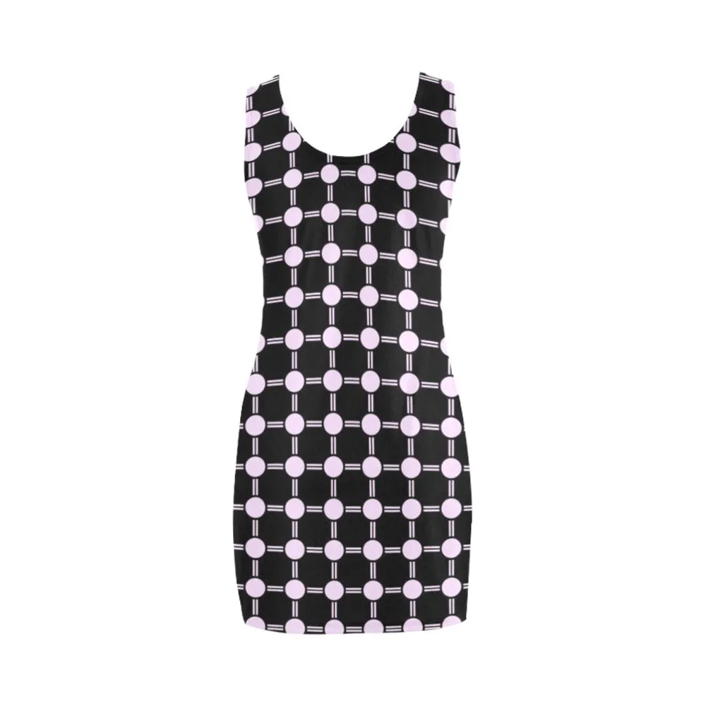 lav dot dash print Medea Vest Dress (Model D06)
