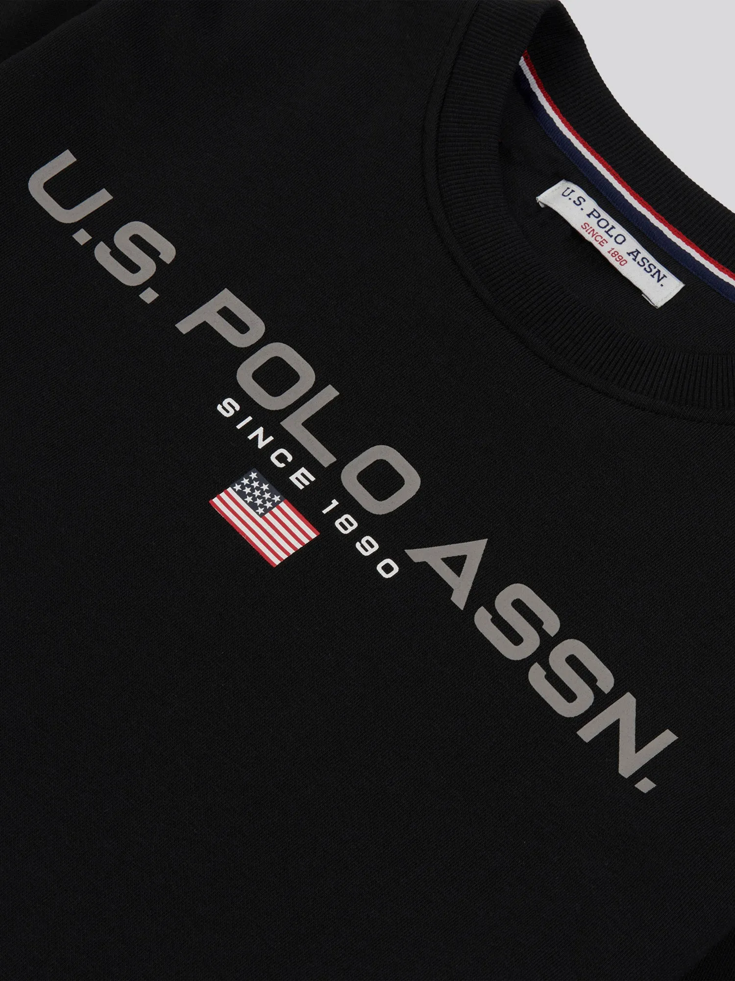 Mens Block Flag Graphic Crew Neck Sweater in Black