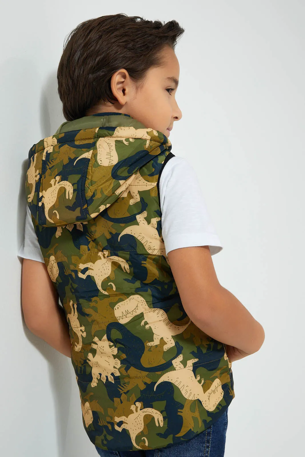 Multicolour Hooded Dino Gilet
