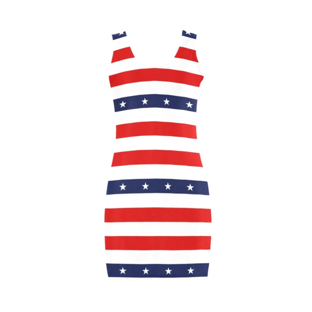 stars and stripes stripe horizontal print Medea Vest Dress (Model D06)