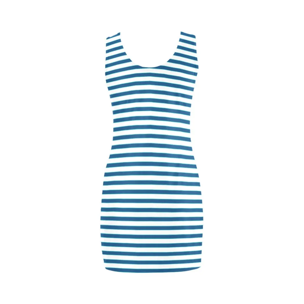 swimsuit striped print 2 Medea Vest Dress (Model D06)