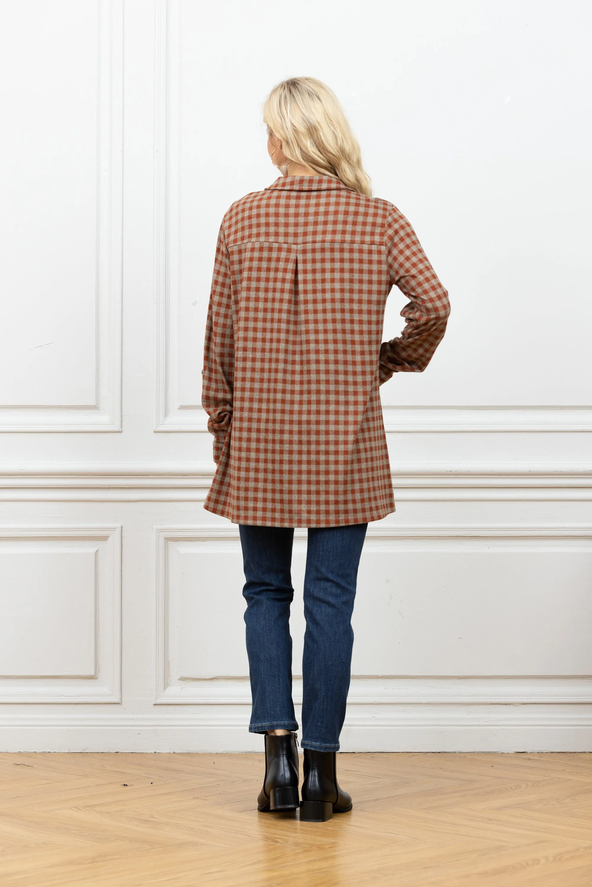 Tamra's 3/4 Button Down Plaid Tunic Top