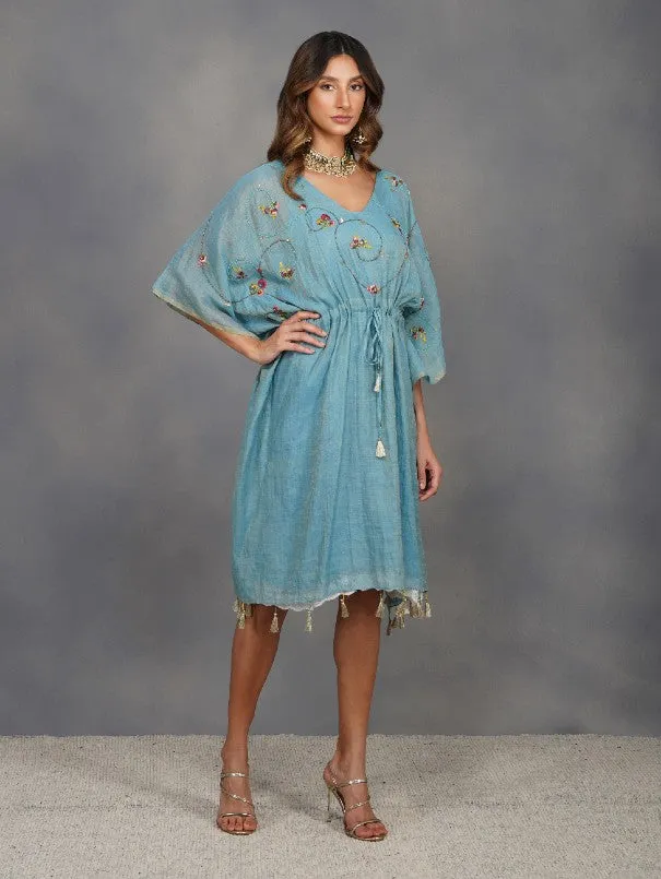 Tuquoise Daisy Baroque Jardin Kaftan Set (Set of 3)