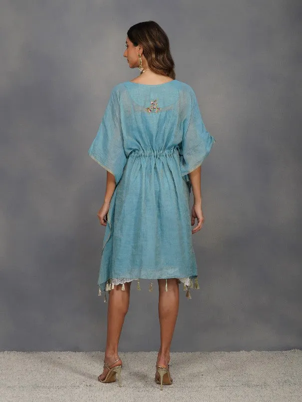 Tuquoise Daisy Baroque Jardin Kaftan Set (Set of 3)
