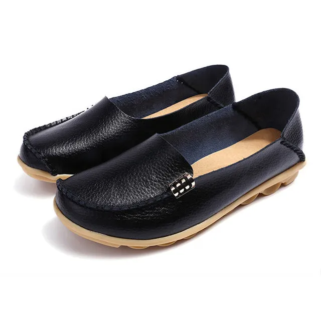 Women Flats Slip On Women Loafers Soft Moccasins With Genuine Leather Shoes
