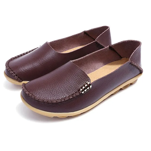 Women Flats Slip On Women Loafers Soft Moccasins With Genuine Leather Shoes