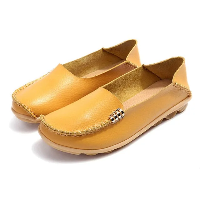 Women Flats Slip On Women Loafers Soft Moccasins With Genuine Leather Shoes
