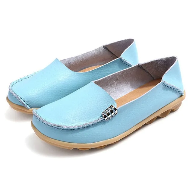 Women Flats Slip On Women Loafers Soft Moccasins With Genuine Leather Shoes