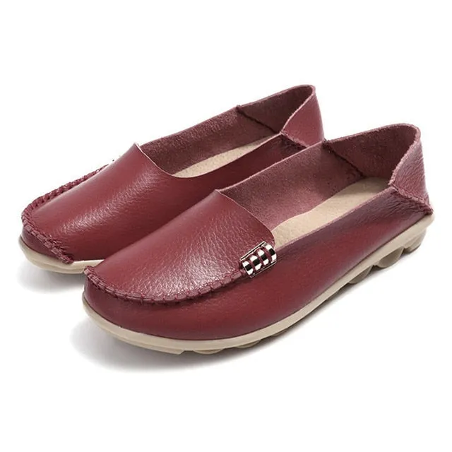 Women Flats Slip On Women Loafers Soft Moccasins With Genuine Leather Shoes